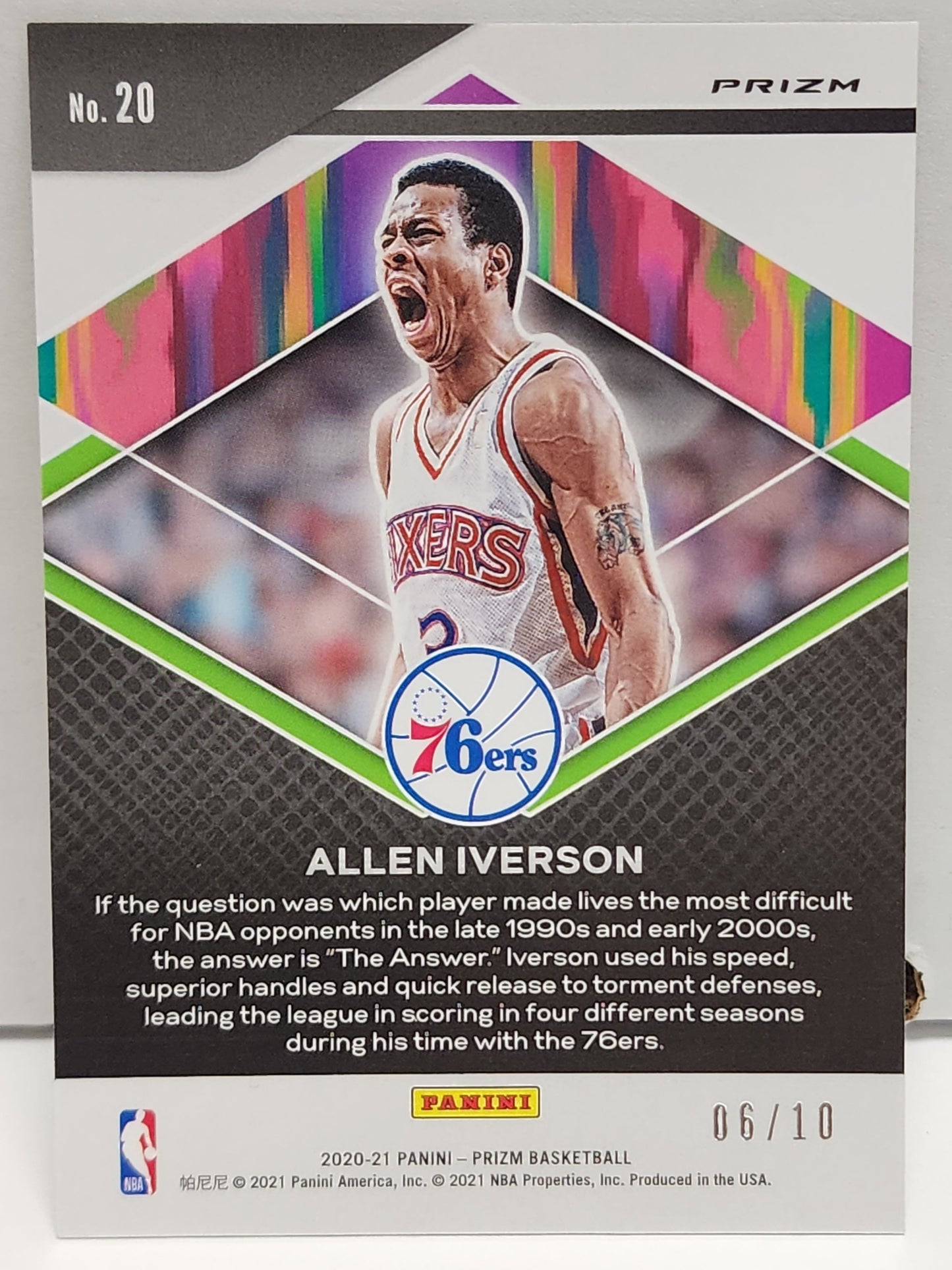 Allen Iverson 2020 Prizm Fearless Gold PRizm #6/10