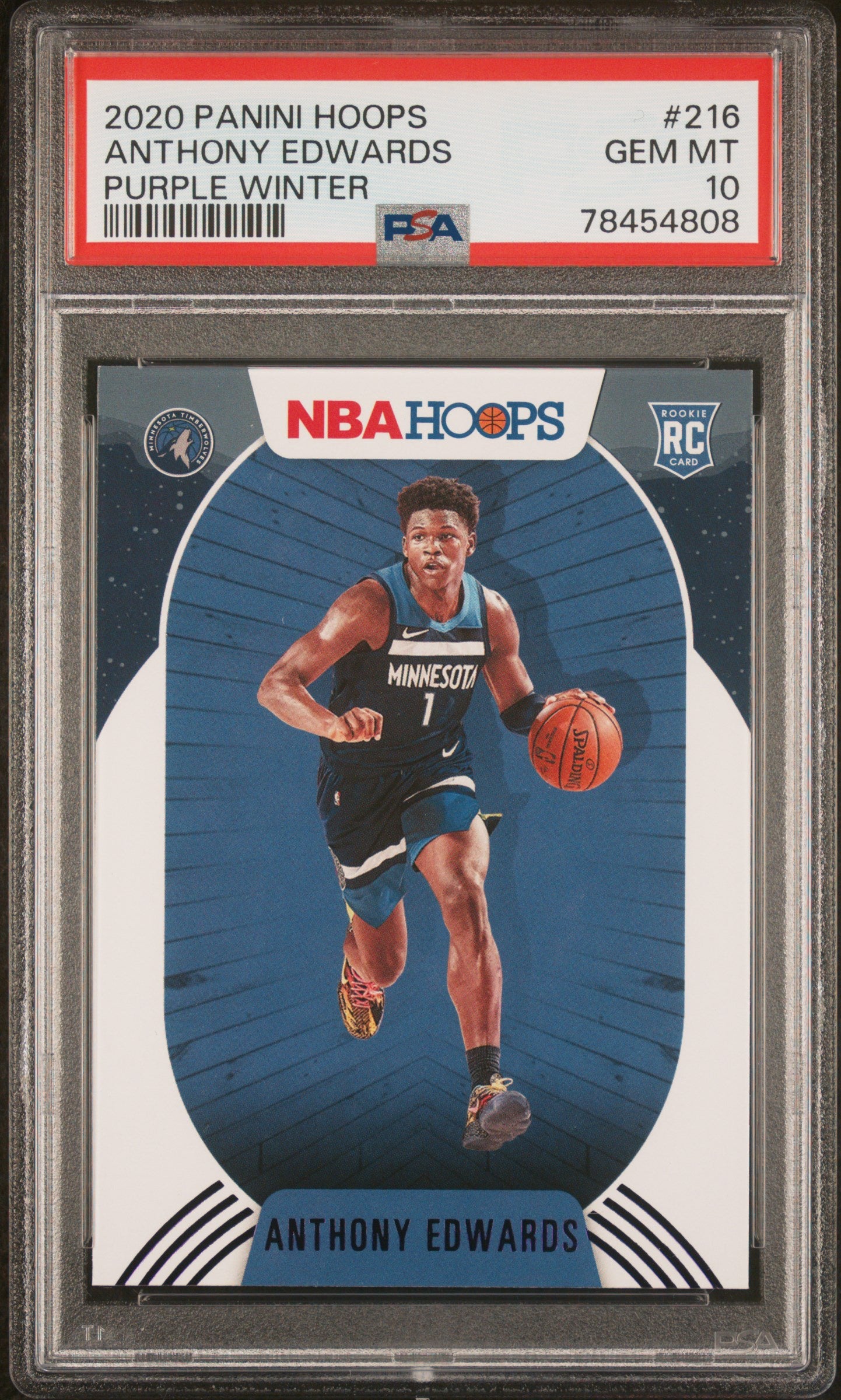 Anthony Edwards 2020 Hoops Purple Winter #216 PSA 10 Gem Mint