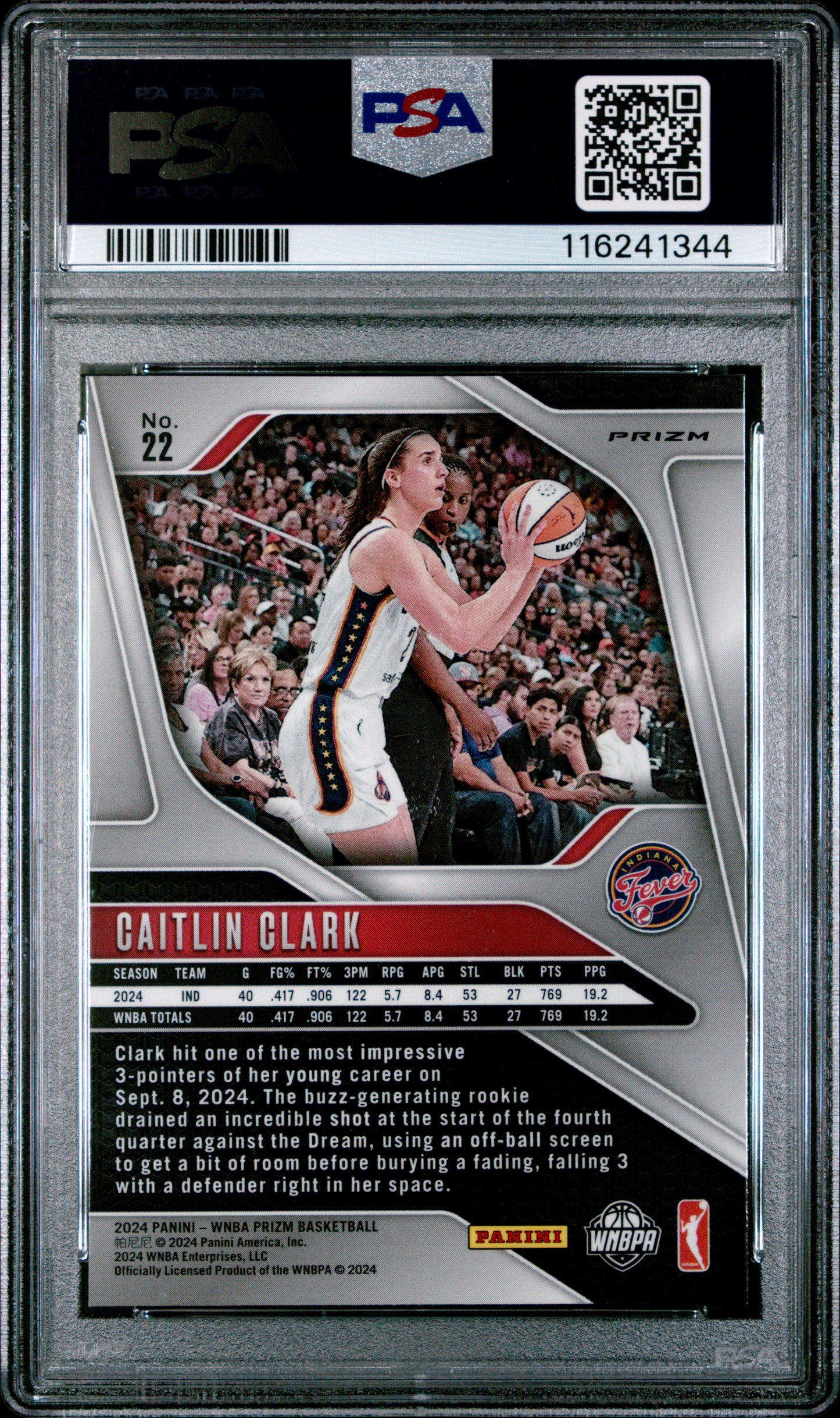 Caitlin Clark 2024 Panini Prizm WNBA Rookie #22 Orange Ice PSA 10 Gem Mint