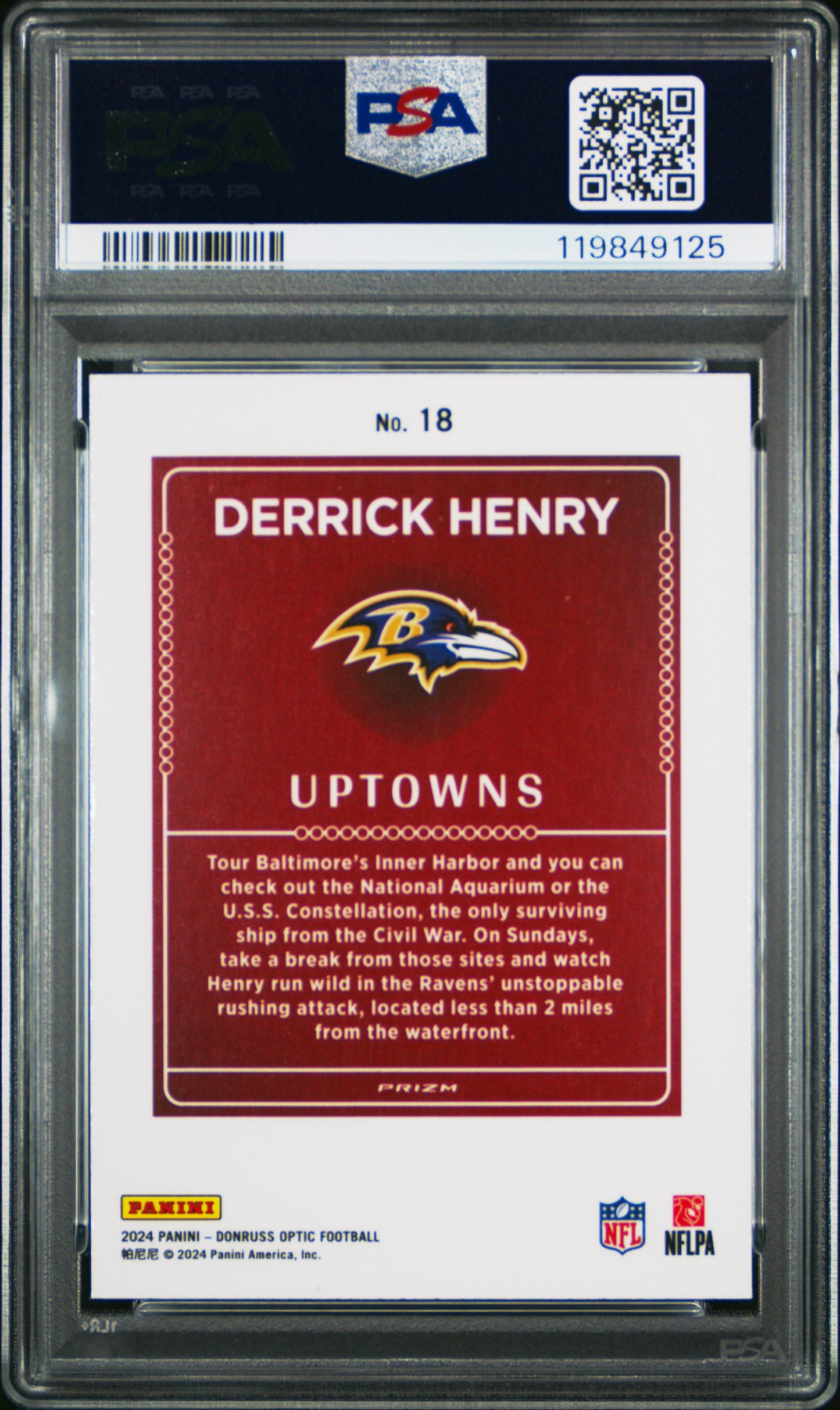 Derrick Henry 2024 Donruss Optic Uptowns PSA 10 Gem Mint