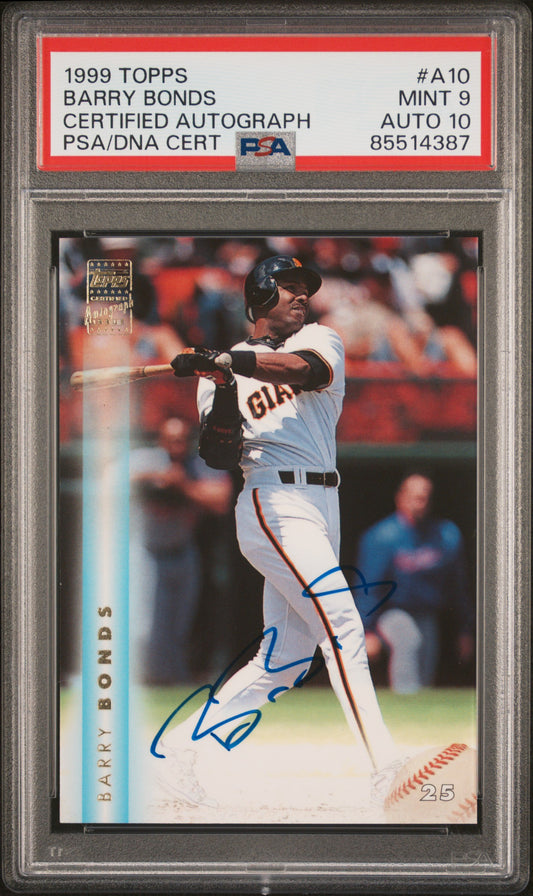 Barry Bonds 1999 Topps Autograph #A10 PSA 9 Auto 10