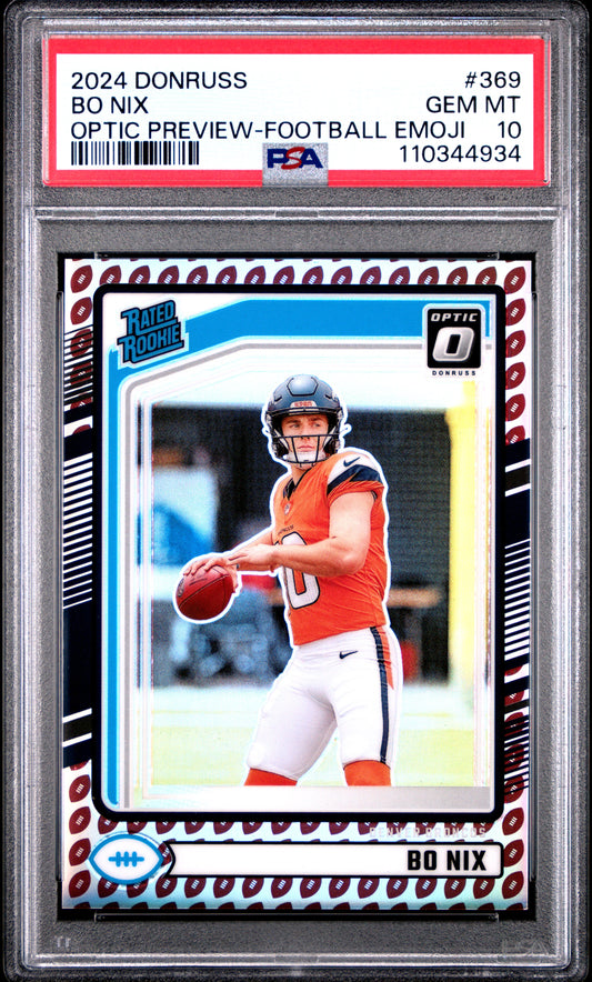 Bo Nix 2024 Donruss Optic PReview Football Emoji PSA 10 Gem Mint