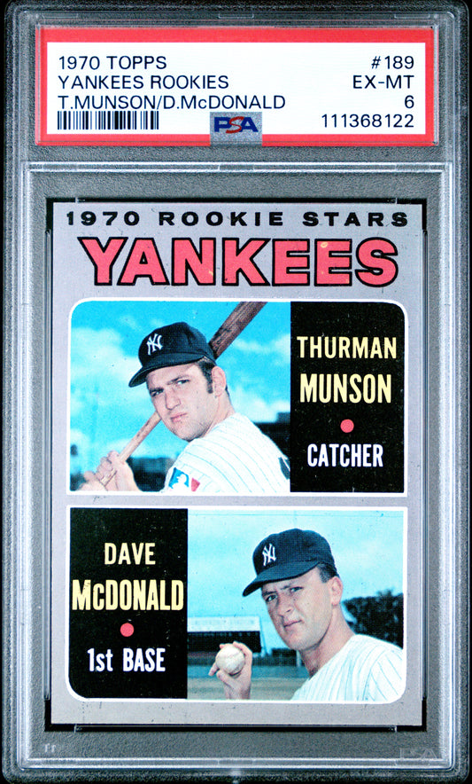 Thurman Munson 1970 Topps Rookie #189 PSA 6 Ex-Mt