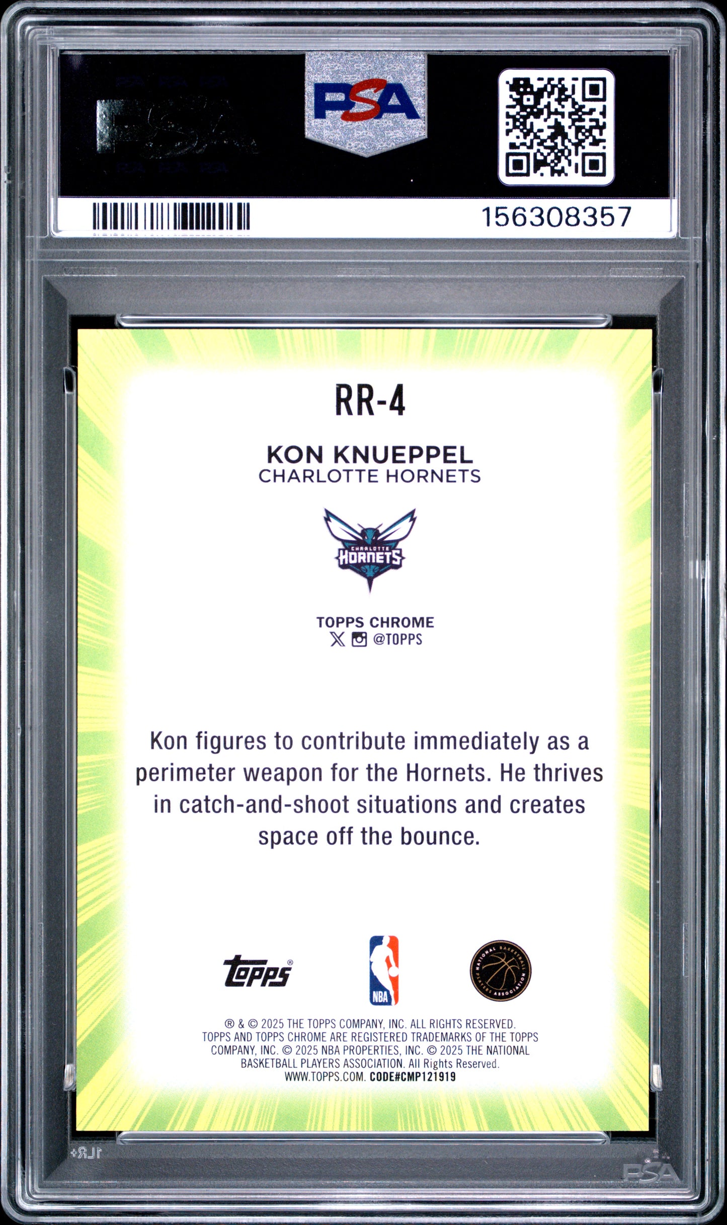 Kon Knueppel 2025 Topps Chrome Radiating Rookies PSA 9 Mint 8357