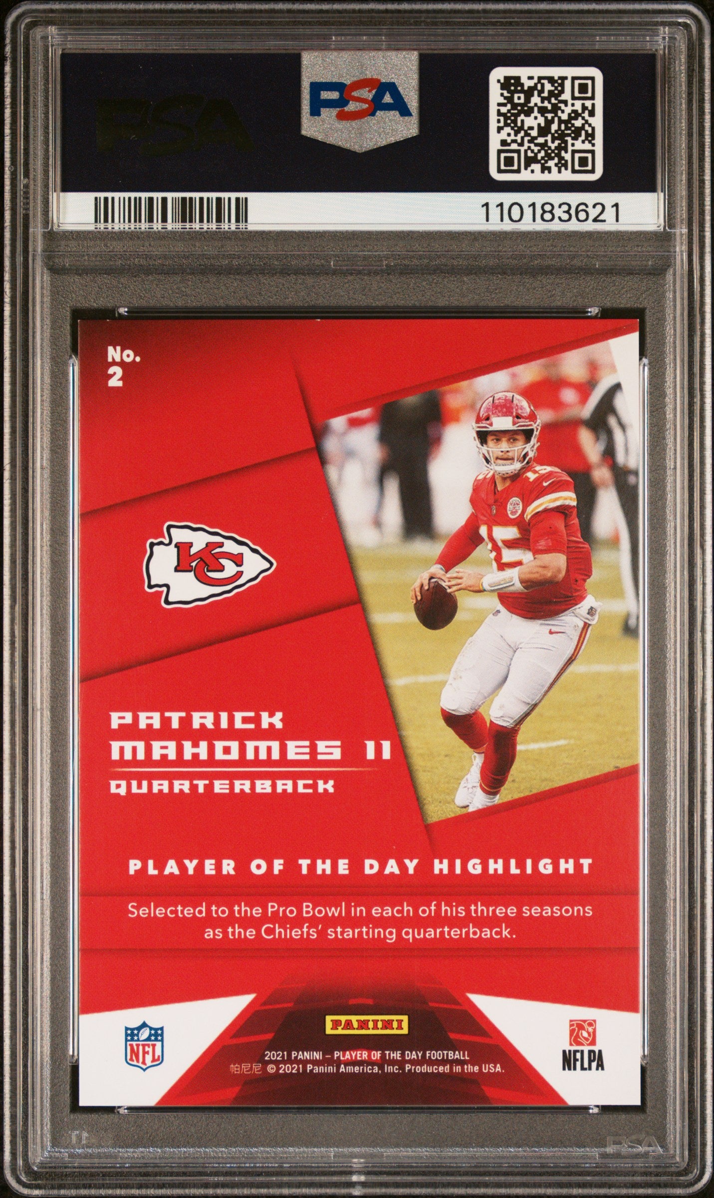 Patrick Mahomes 2021 Panini NFL POD Kaboom #67/99 PSA 9 Mint