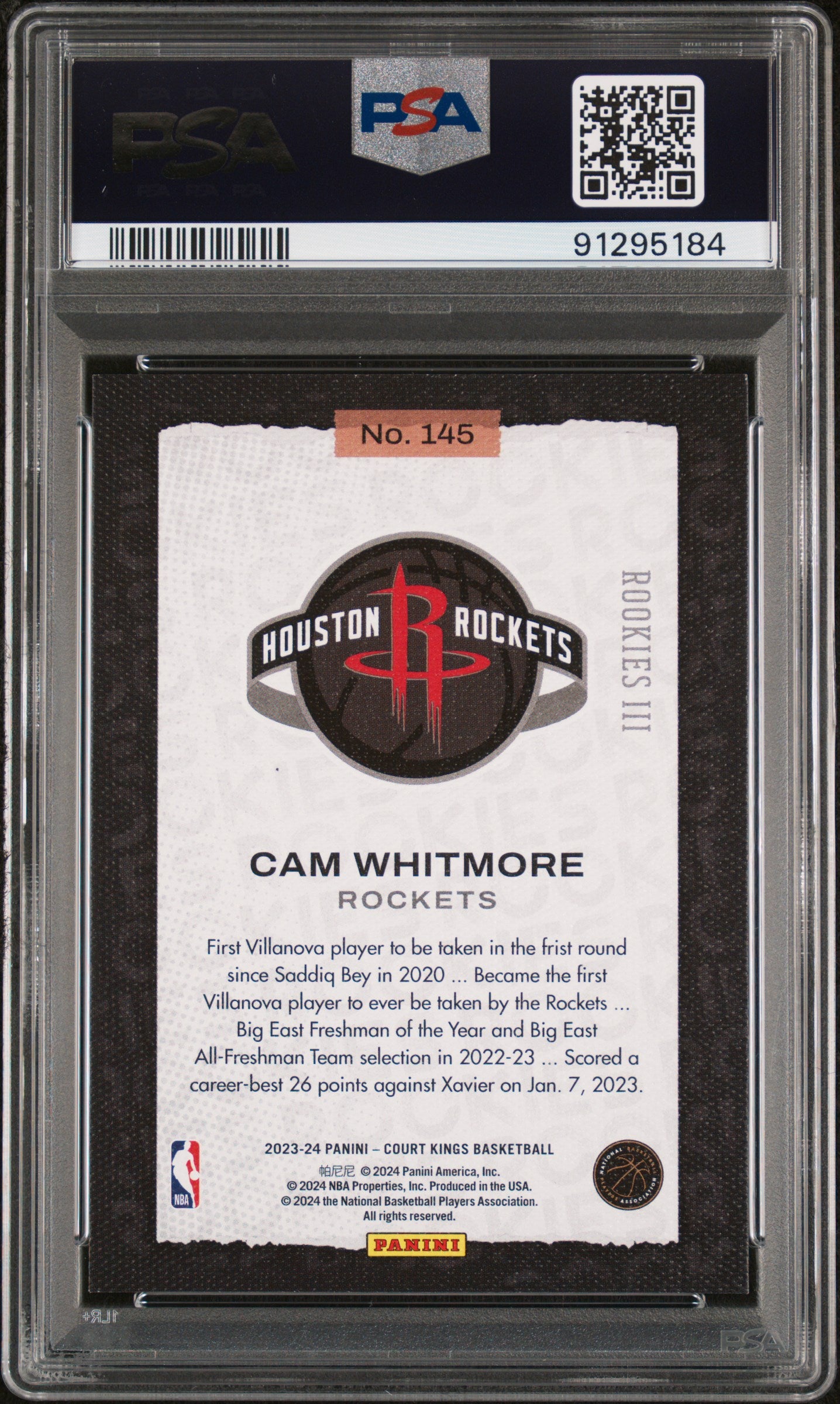 Cam Whitmore 2023 Panini Court Kings #145 PSA 10 Gem Mint