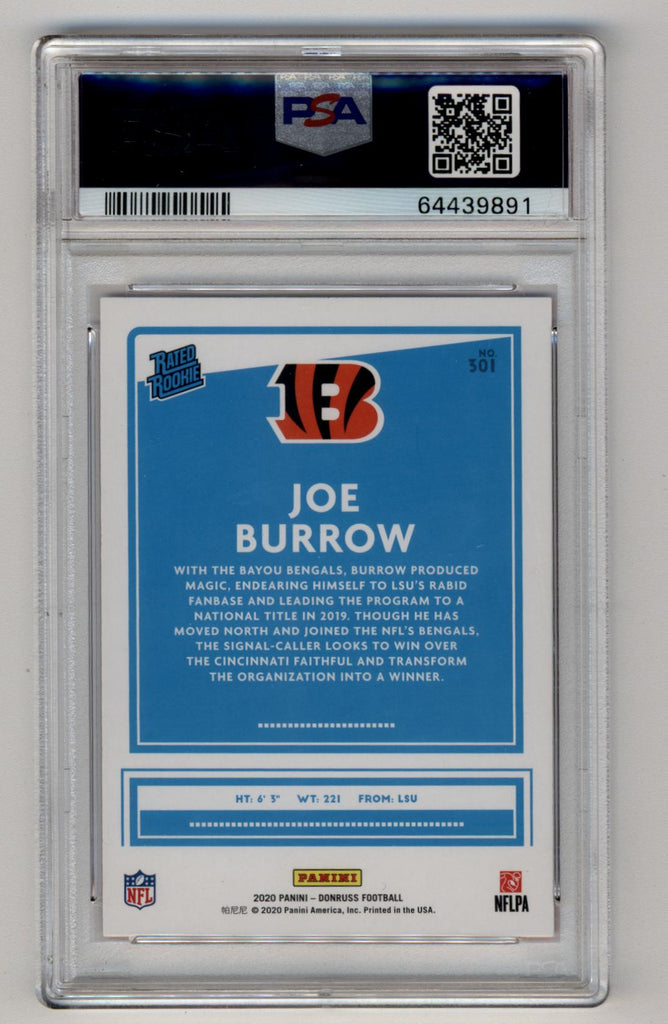 JOE BURROW, 2020 PANINI DONRUSS ROOKIE CARD #301