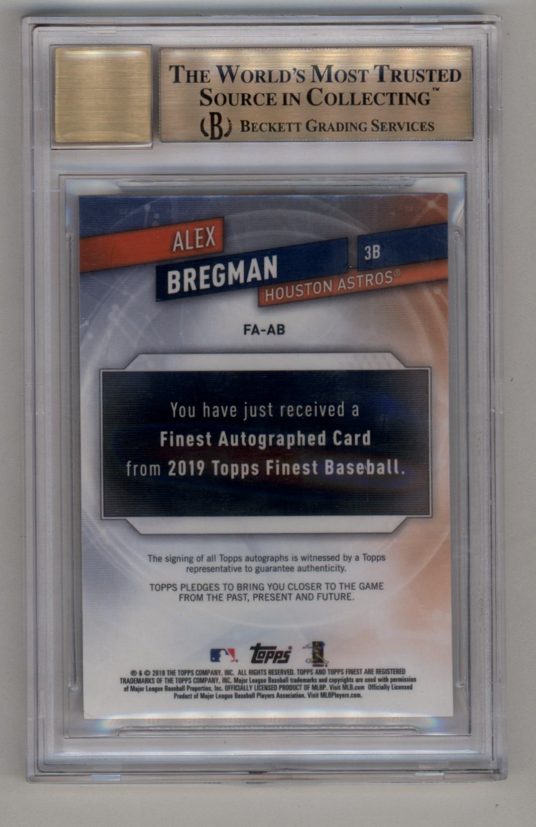 Alex Bregman 2019 Finest Red Wave Auto 5/5 BGS 10 Pristine Auto 10