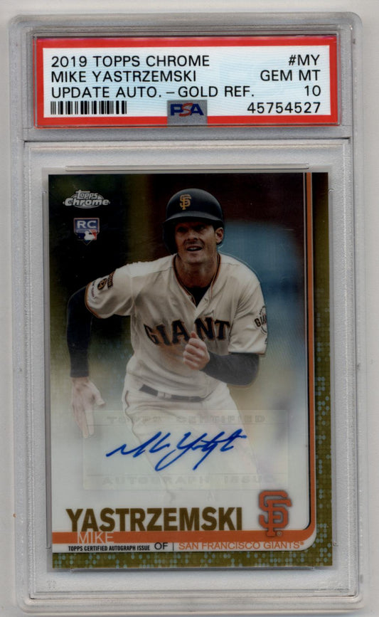 Mike Yastrzemski 2019 Topps Chrome Update Gold Refractor Auto 10/50 PSA 10 Gem Mint