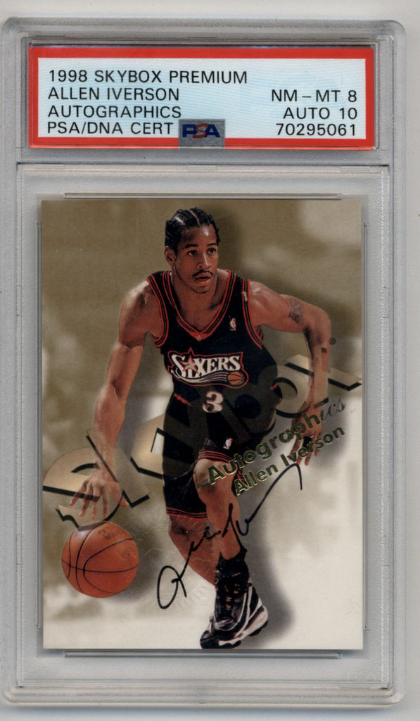 Allen Iverson 1998-99 Skybox Premium Autographics PSA 8 Near Mint Mint Auto  10