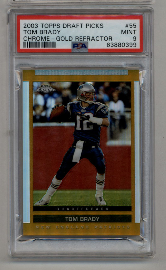 Tom Brady 2003 Topps Draft Picks Chrome Gold Refractor PSA 9 Mint – Three  Stars Sportscards