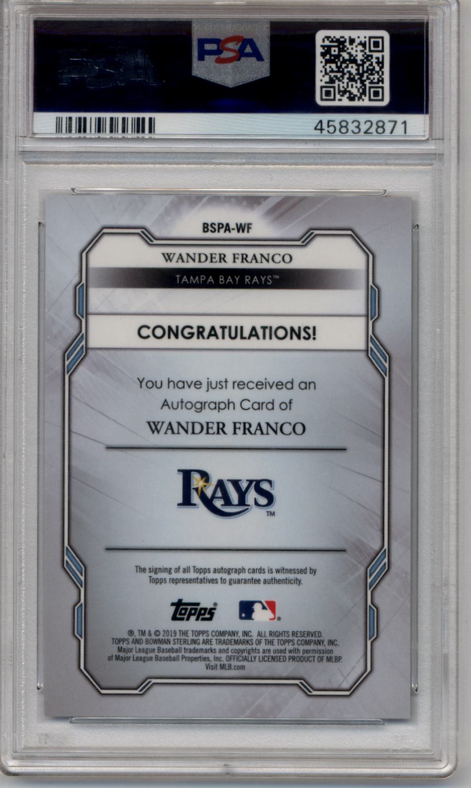 Wander Franco 2019 Bowman Sterling Prospect Wave Auto 039/125 PSA 10 Gem Mint