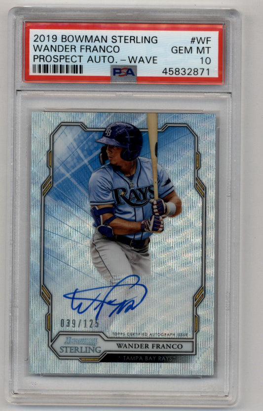 Wander Franco 2019 Bowman Sterling Prospect Wave Auto 039/125 PSA 10 Gem Mint