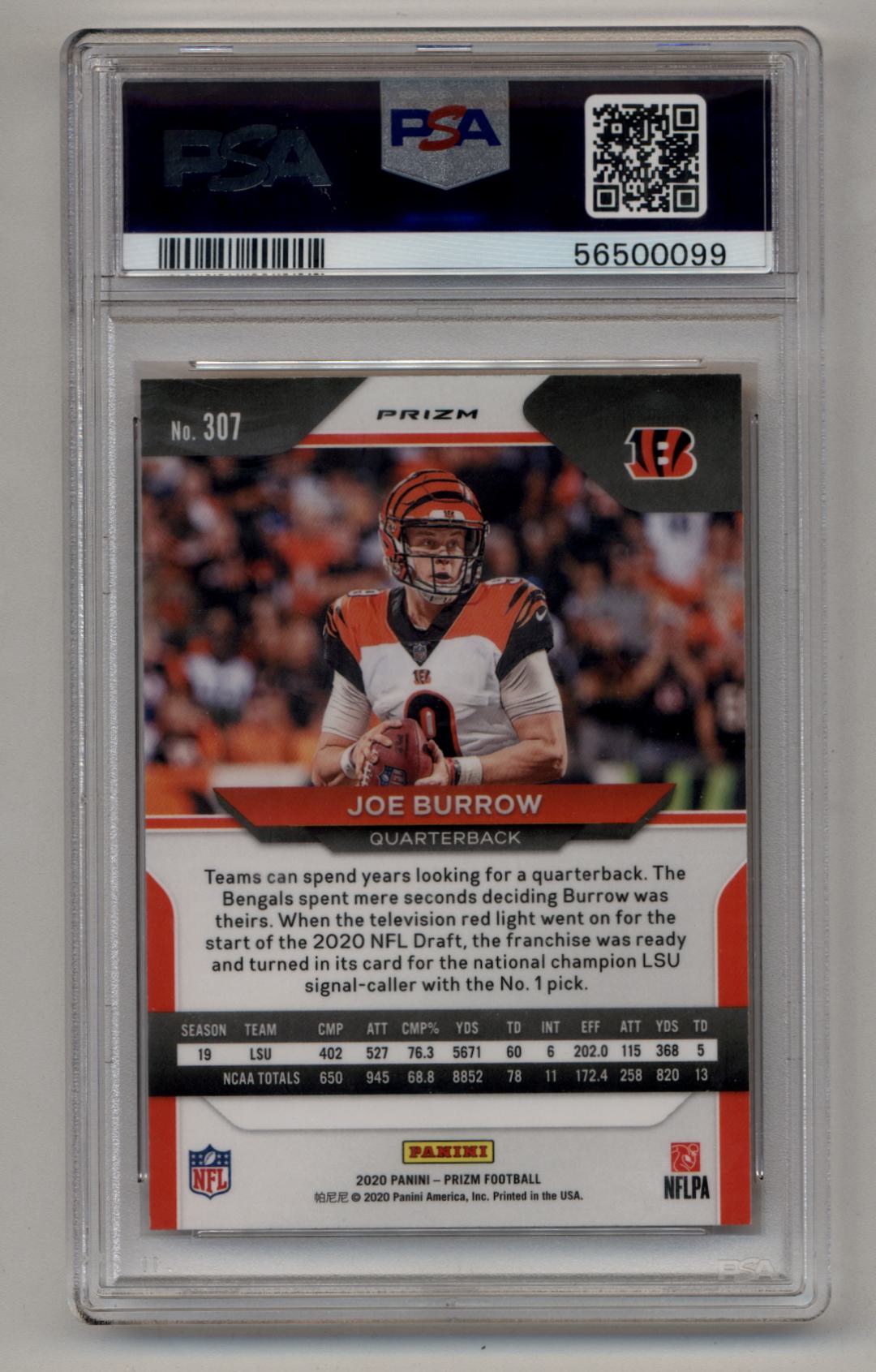 Joe Burrow 2020 Prizm Disco #307 PSA 9 Mint