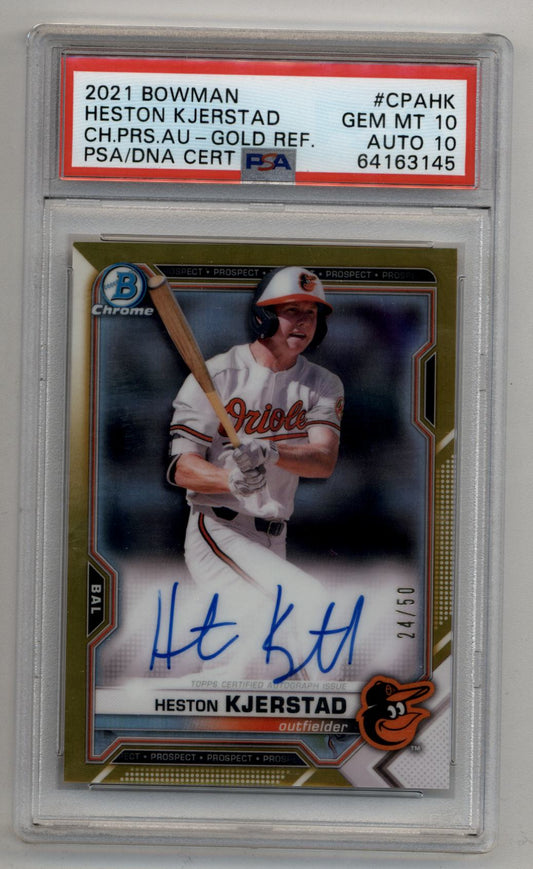 Heston Kjerstad 2021 Bowman Chrome Prospects Gold Refractor Auto24/50 PSA 10 Auto 10