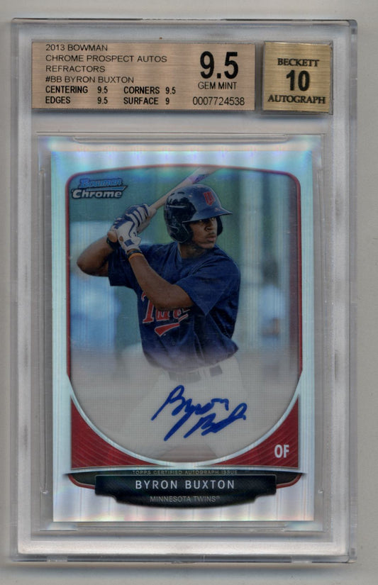 Byron Buxton 2013 Bowman Chrome Prospect Auto Refractor 069/500 BGS 9.5 Gem Mint