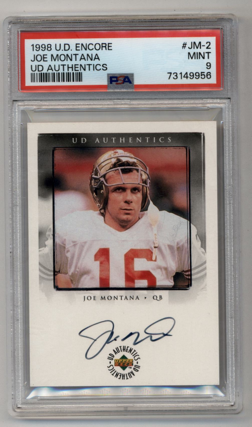Joe Montana 1998 U.D. Encore UD Authentics #JM-2 Mint 9