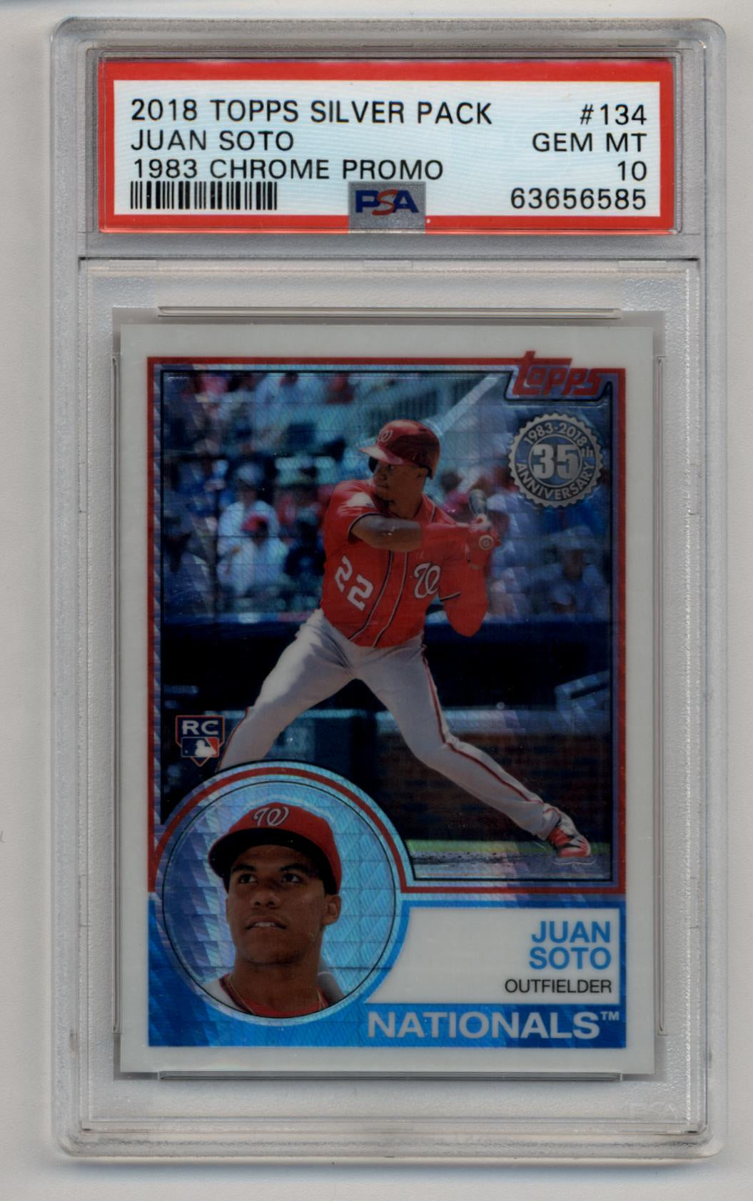 Juan Soto 2018 Topps Silver Pack #134 1983 Chrome Promo PSA 10 Gem Mint