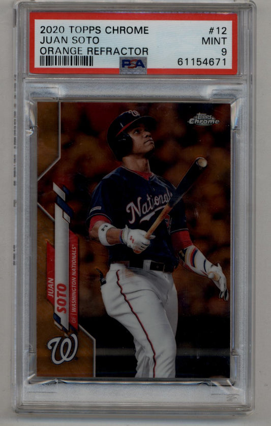 Juan Soto 2020 Topps Chrome Orange Refractor 16/25 PSA 9 Mint