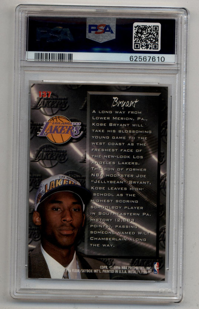 Kobe Bryant 1996-97 Fleer Metal #137 PSA 10 Gem Mint – Three Stars