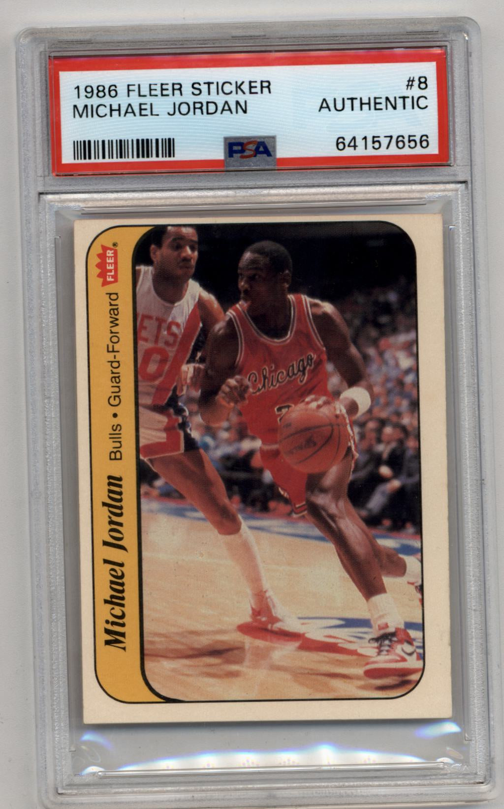 Michael Jordan 1986-87 Fleer Sticker #8 PSA Authentic – Three