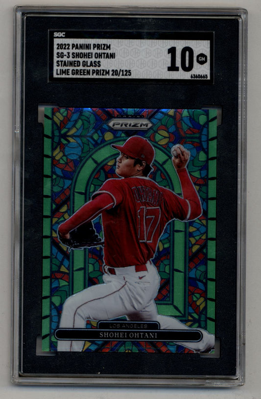 Shohei Ohtani 2022 Prizm Stained Glass Lime Green 20/125 SGC 10 Gem Mint