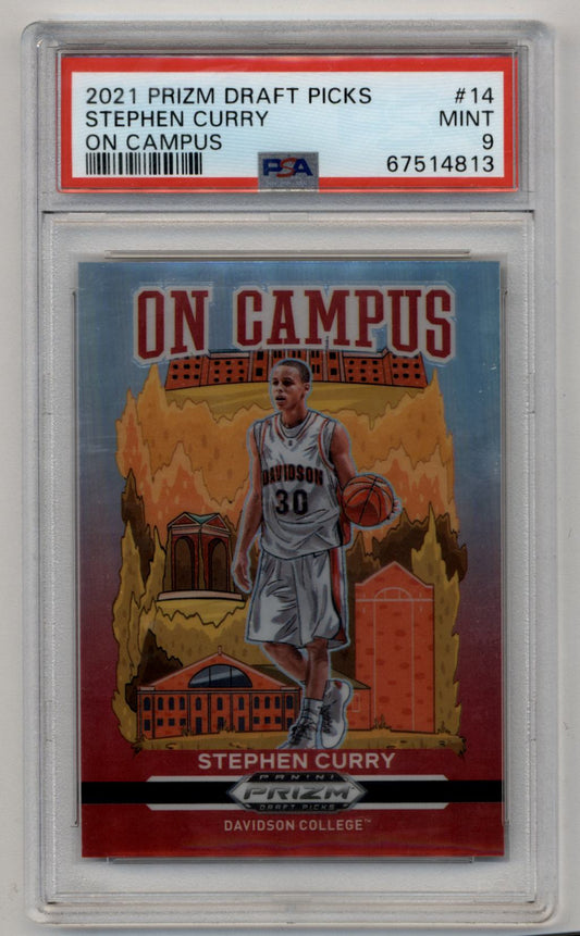 Stephen Curry 2021 Prizm Draft Picks On Campus #14 PSA 9 Mint