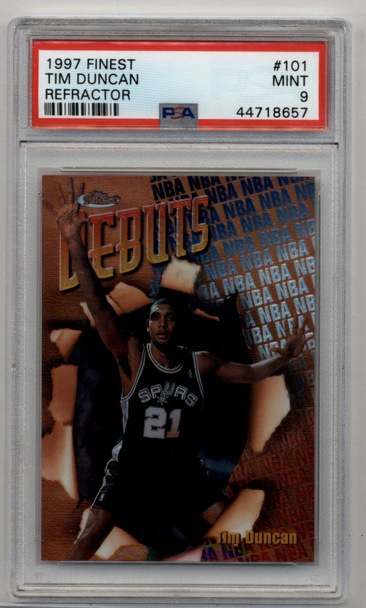 Tim Duncan 1997-98 Finest Refractor #101 PSA 9 Mint