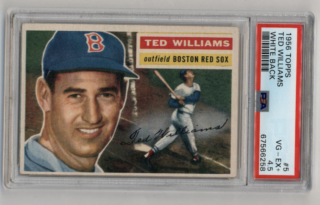 #5 Ted Williams HOF - 1956 Topps White Back Baseball Cards (Star) Graded EX