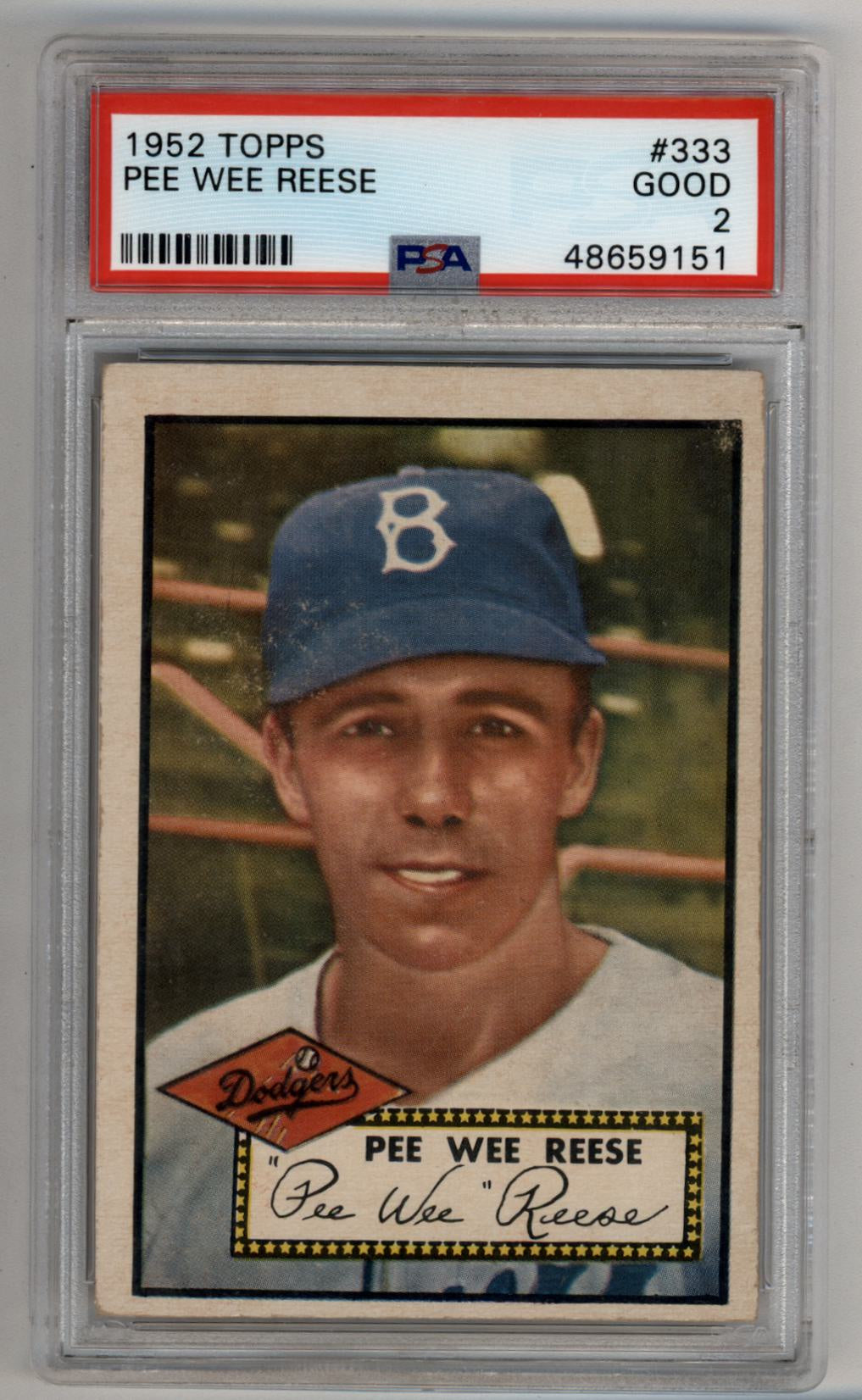 Pee Wee Reese 1952 Topps #333 PSA 2 Good