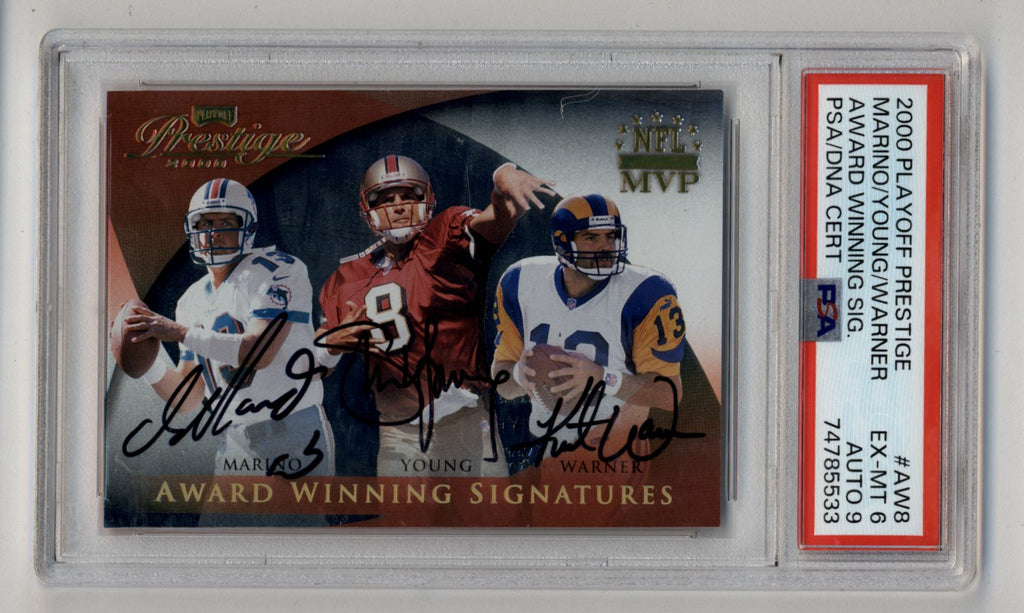 2000 Playoff Prestige - Award Winning Signatures #AW8 Dan Marino / Steve  Young / Kurt Warner