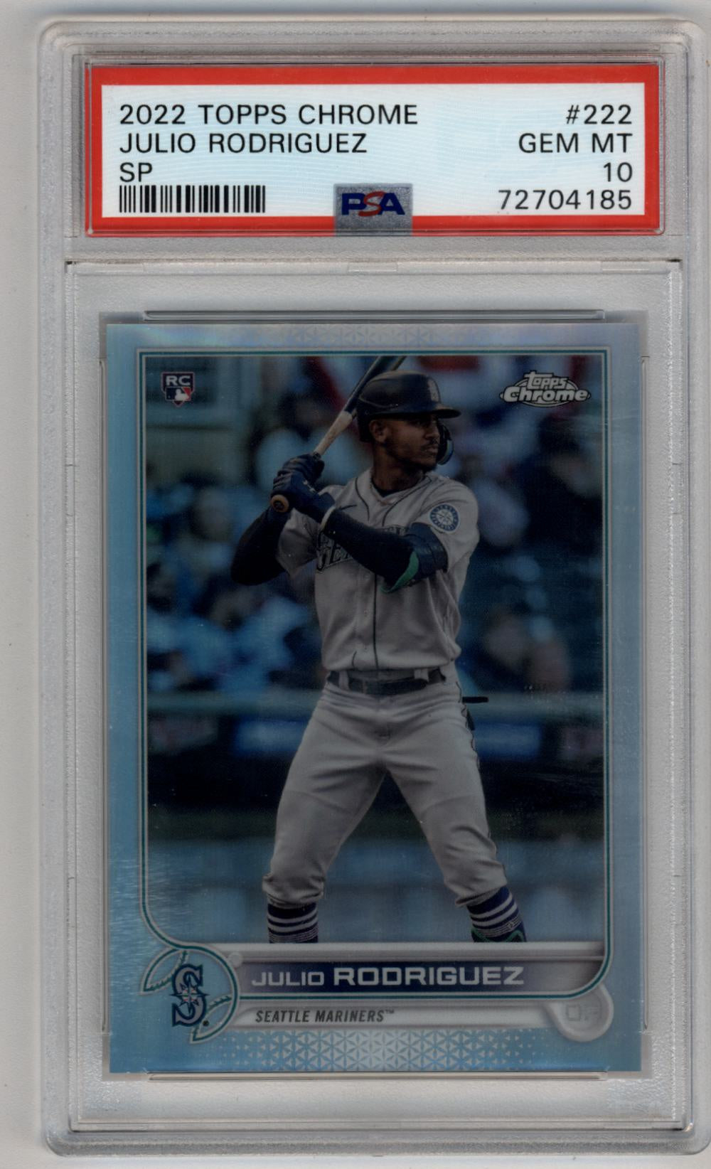 Julio Rodriguez 2022 Topps Chrome SP #222 PSA 10 Gem Mint – Three 