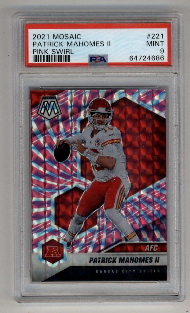 Patrick Mahomes 2021 Mosaic Pink Swirl 09/11 #221 PSA 9 Mint – Three Stars  Sportscards