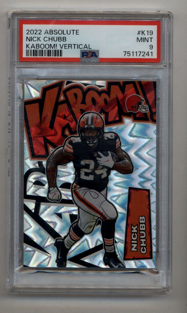 Nick Chubb 2022 Absolute #K19 Kaboom! Vertical PSA 9 Mint – Three