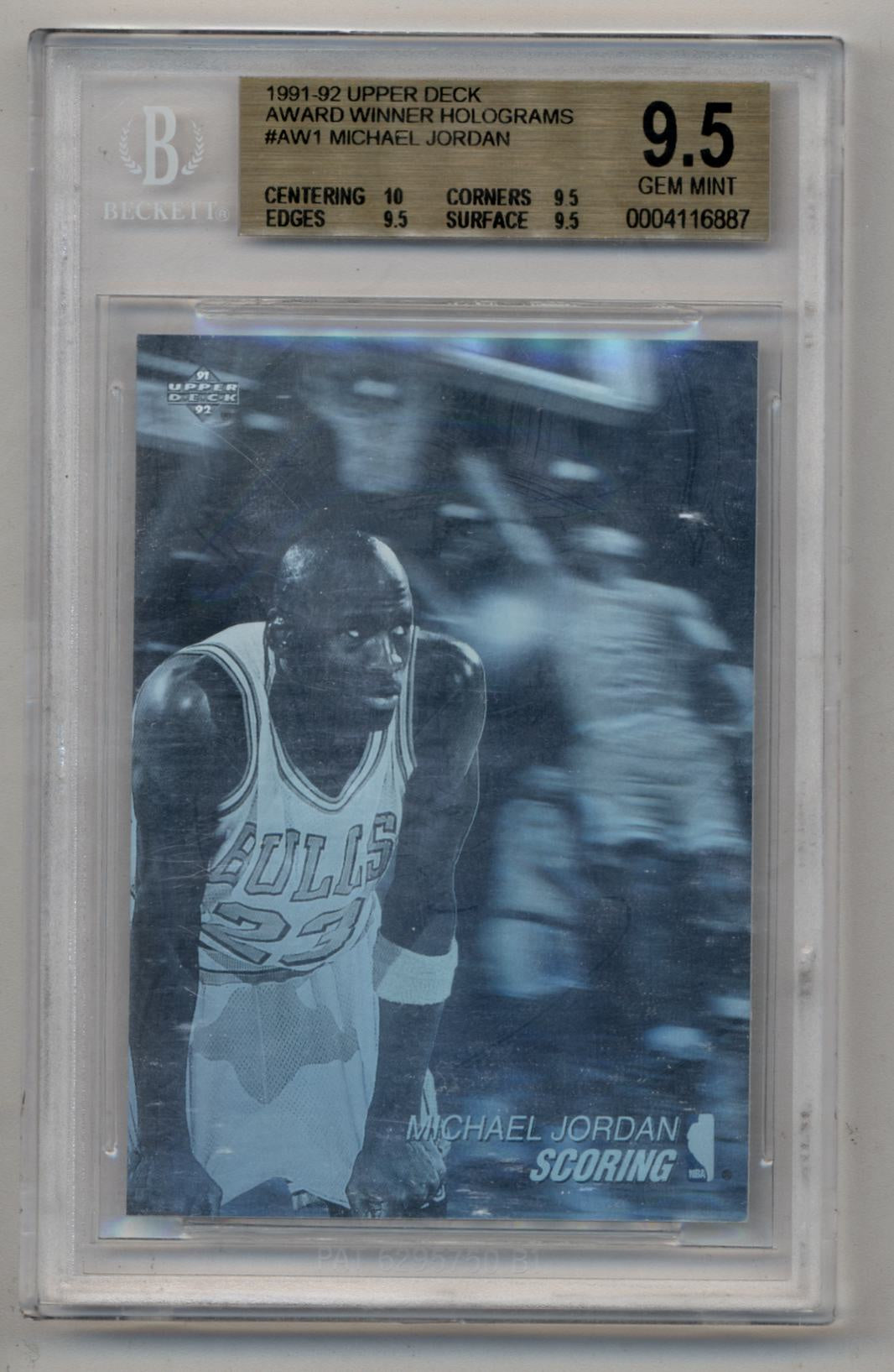 Michael Jordan 1991-92 Upper Deck Award Winner Holograms #AW1 BGS 9.5 Gem  Mint 6887