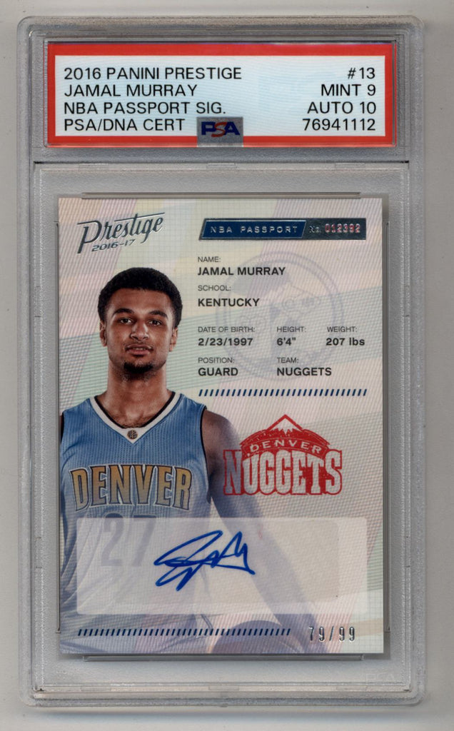 Jamal Murray 2016-17 Prestige NBA Passport Signature 79/99 PSA 9