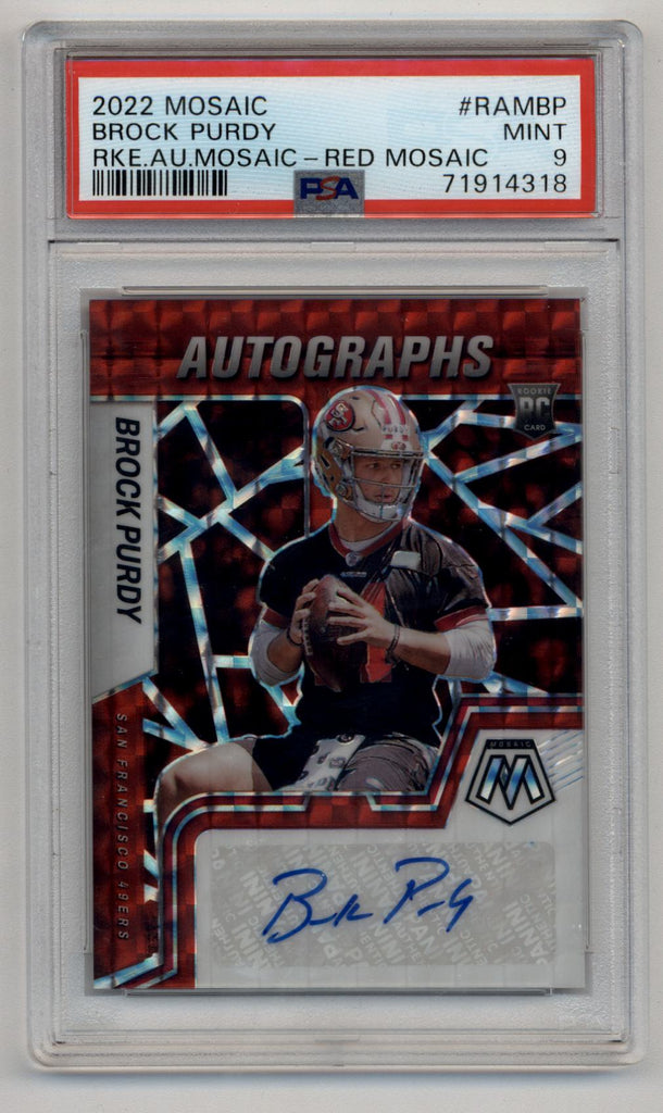 Brock Purdy 2022 Mosaic Rookie Auto Red Mosaic PSA 9 Mint 4318 – Three  Stars Sportscards