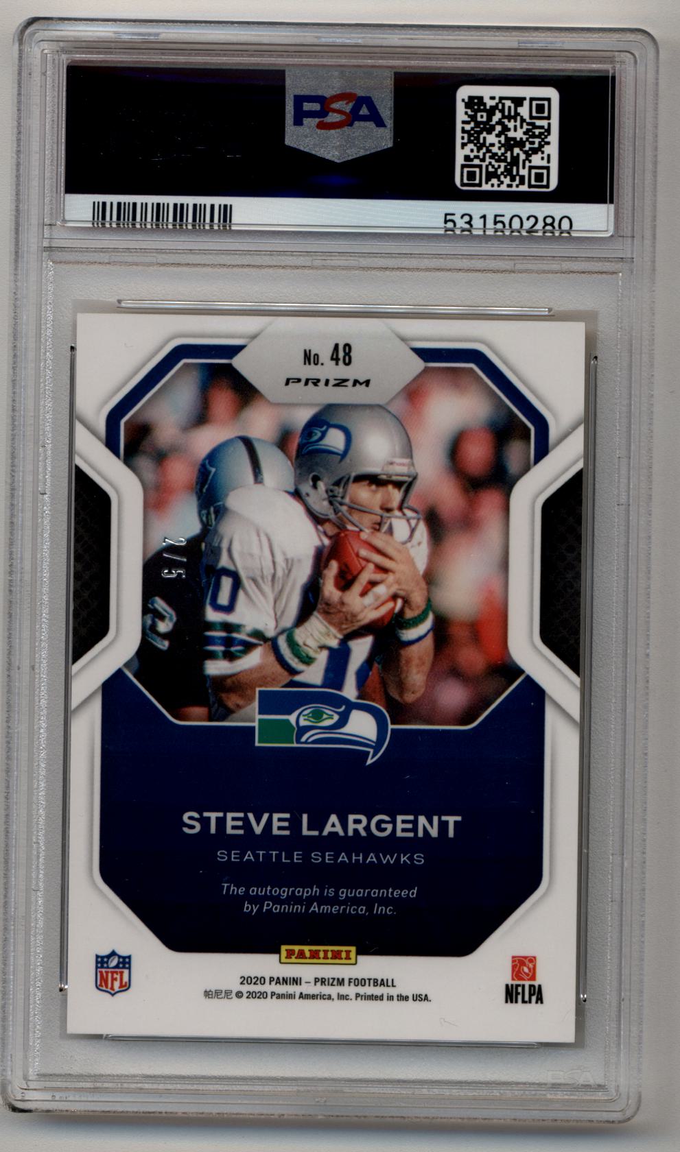 Steve Largent 2020 Prizm Sensational Signatures Gold Auto #48 2/5 PSA 9 Mint