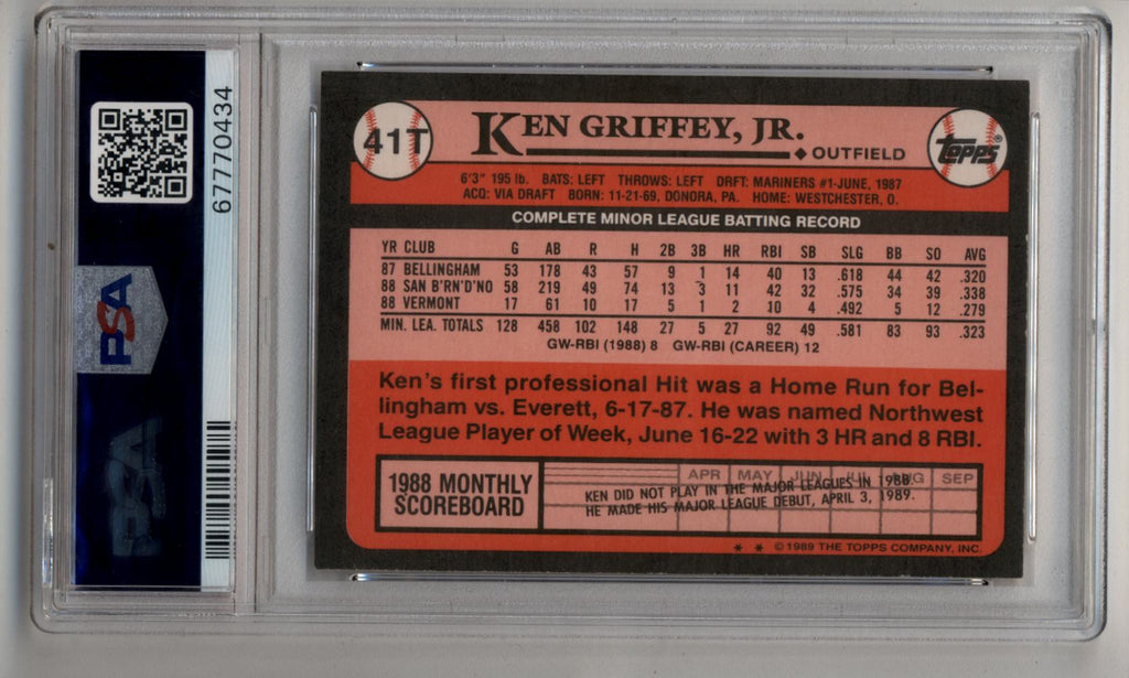 Ken Griffey Jr 1989 Topps Traded Tiffany Autograph RC Card #41T BGS 8.5 BAS  10