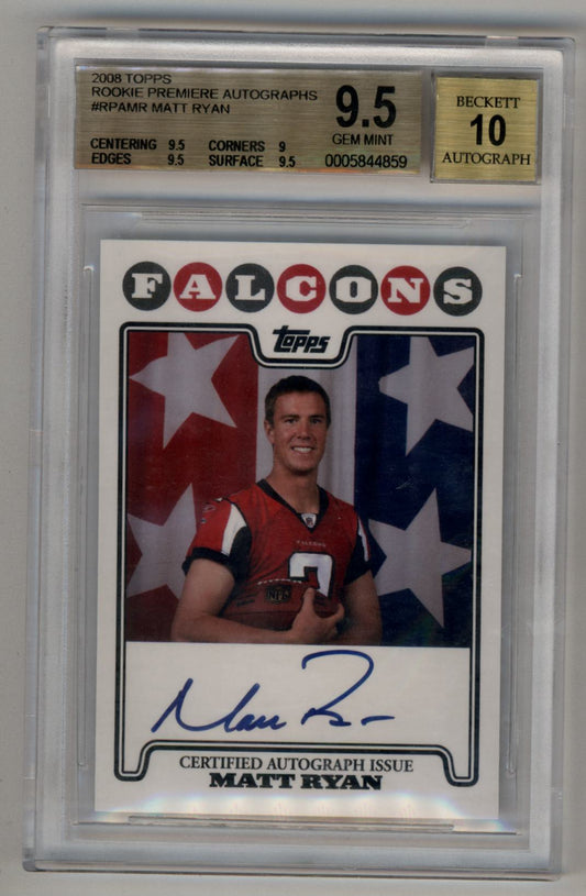 Matt Ryan 2008 Topps Rookie Premiere Auto BGS 9.5 Gem Mint