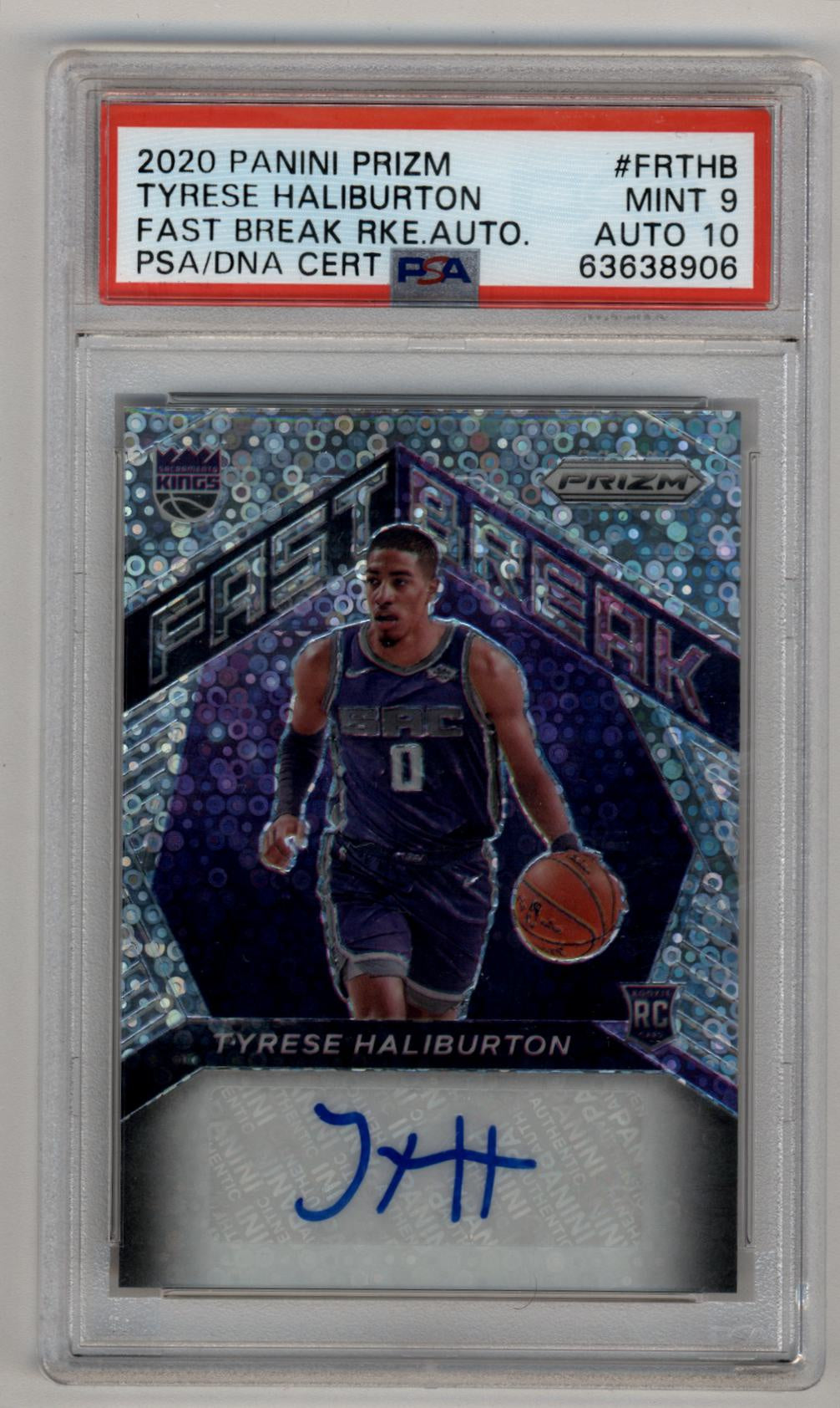 Tyrese Haliburton 2020-21 Panini Prizm Fast Break Rookie Auto PSA 
