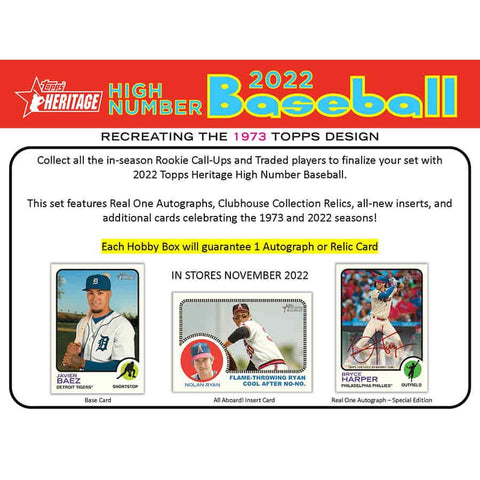 2022 Topps Heritage High Number Baseball Hobby Box - 12 Box Case