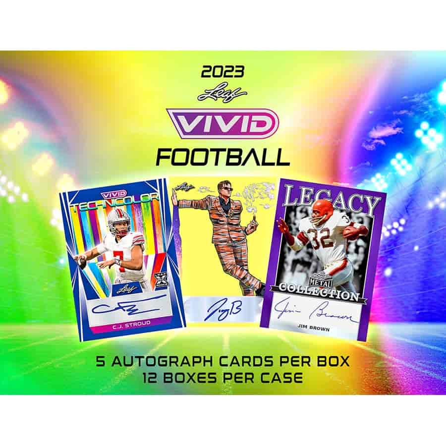 2023 Leaf Vivid Football Hobby Box Three Stars Sportscards