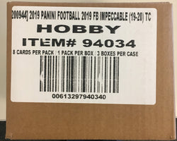 2019 Panini Impeccable Football Sealed 3-Box Case