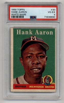 Hank Aaron 1958 Topps #30 White Name PSA 4 Very Good-Excellent