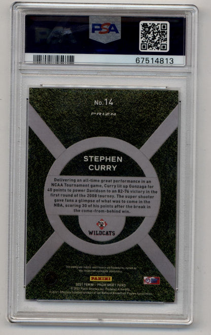 Stephen Curry 2021 Prizm Draft Picks On Campus #14 PSA 9 Mint