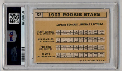 Pete Rose 1963 Rookie Stars #537 PSA 3 Very Good 3030