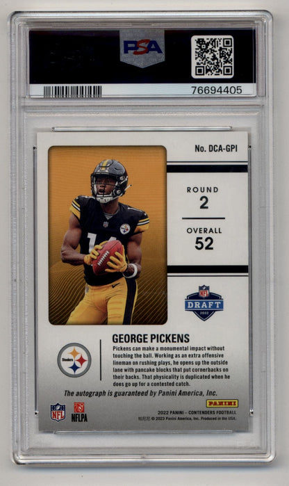 George Pickens 2022 Contenders Draft Class Auto Gold 07/22 PSA 10 Gem Mint Auto 10
