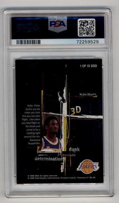 Kobe Bryant 1998-99 Skybox Premium 3D's PSA 8 Near Mint-Mint