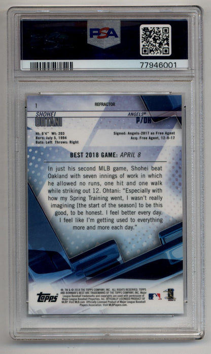 Shohei Ohtani 2018 Bowman's Best Refractor #1 PSA 10 Gem Mint 6001